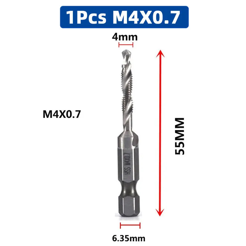 SIQICNC Schaft Titanbeschichtetes HSS-Schraubgewinde Metrisches Gewindebohrer Bohrer Schraubenmaschine Compound Tap M3 M4 M5 M6 M8 M10 Handwerkzeuge