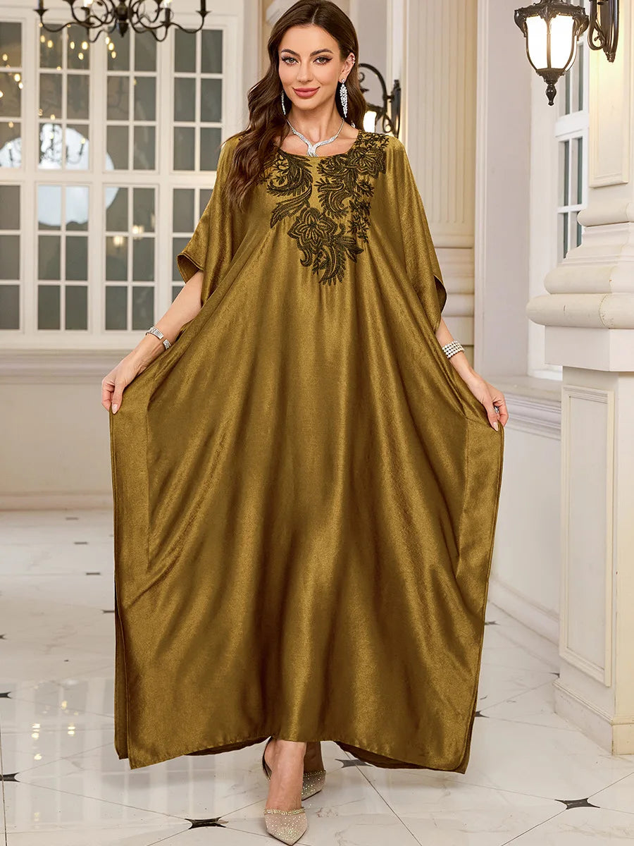 Frauen bestickte lange Kaftane Plus Size Kaftan Kleider Strand Badeanzug Cover Up Moomoo Kleid marokkanische Robe.
