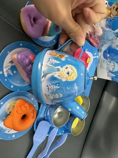 Kids Tea Party Set For Little Girls Mermaid Gift Pretend Toy Tin Tea Set Princess Tea Time Kitchen Pretend Play Tea Set Gift.