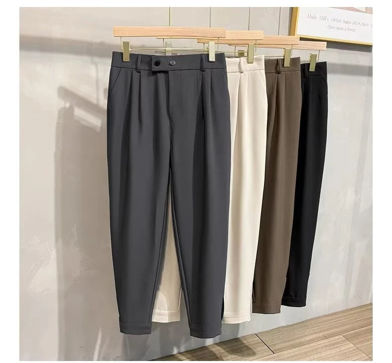 Luxury Fashion Straight Men's Casual Pants Spring Summer New Korean Suit Pant Harem Business Formal Male Trousers Trendy Brand.