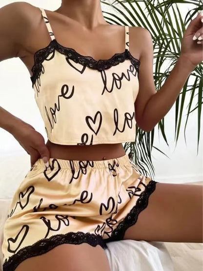 1 Satz Sommer-Damen-Pyjamas, zweiteilig, sexy, lässig, Leibchen, Unterhemd, Shorts, Homewear-Anzug