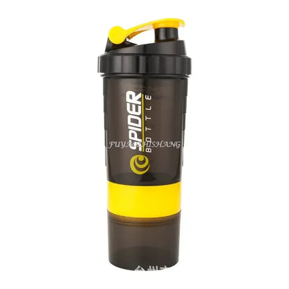 3 Layer Shaker Bottle Protein Mixing Shake Cup Sports Fitness Water Cup 550ml Scaled Plastic Water Bottles with Medicine Box.