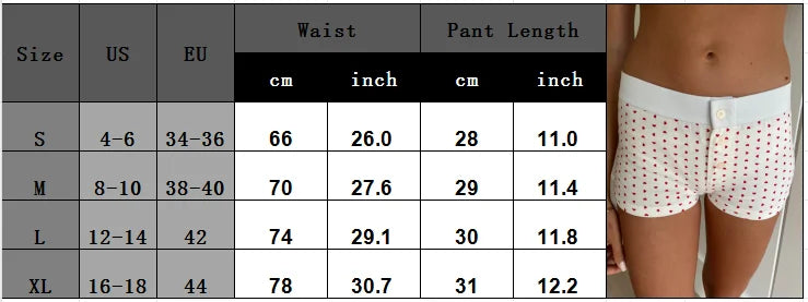 Combhasaki Womens Loungewear Shorts Y2K Vintage Elastic Low Waist Button Closure Graphic Printed Aesthetic Slim Fit Bottoms.