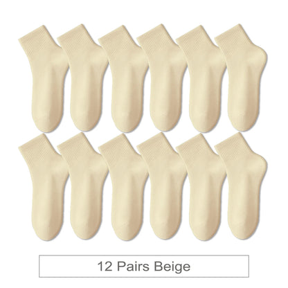 12 Pairs New Woman Cotton Socks Men Sock Short Ankle Colorful Autumn Spring Soft Breathable Colorful Girl Sock.