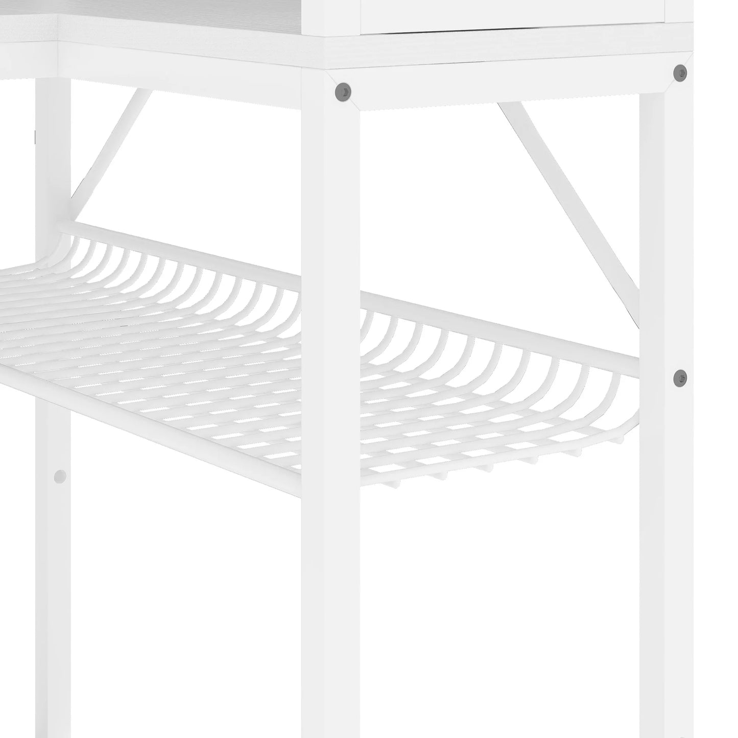 YITAHOME Weißer L-förmiger LED-Gaming-Schreibtisch 106 cm mit USB-Steckdosen