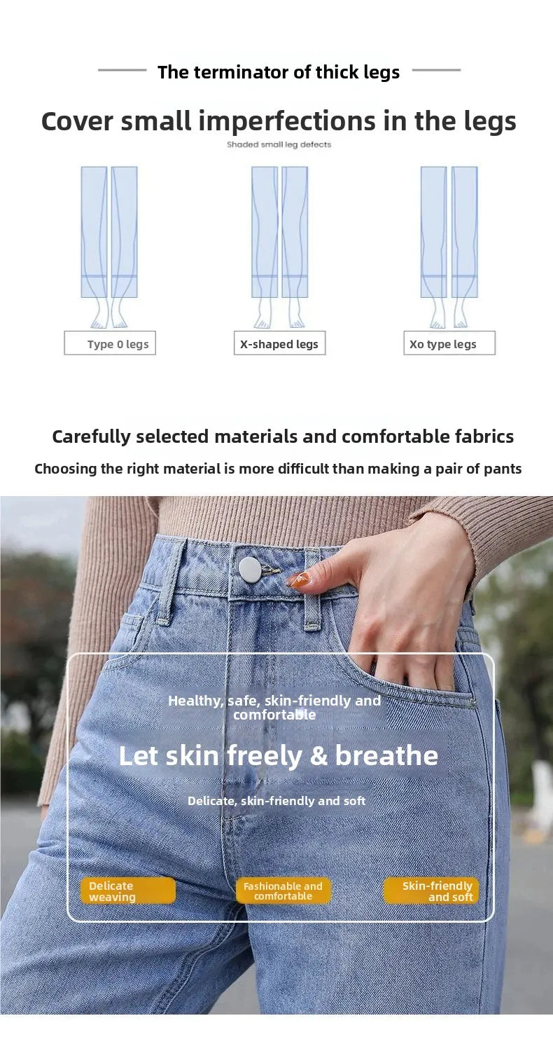 High Waist Wide Leg Jeans Women Loose Floor Length Trousers Slimming Straight Cut Denim Pants Summer New Style Casual Fashion.