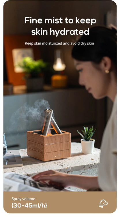 280ml Flame Aroma Diffuser USB Air Humidifier Colorful Atmosphere Light and Remote Control Bonfire Essential Oil Aroma Diffuser.