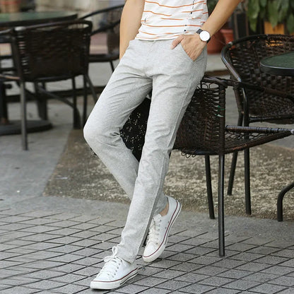 Summer Thin Men's Casual Pants Straight-Leg Loose-Fit Linen Trousers Youth Men's Pants Direct From Manufacturer Wholesale.