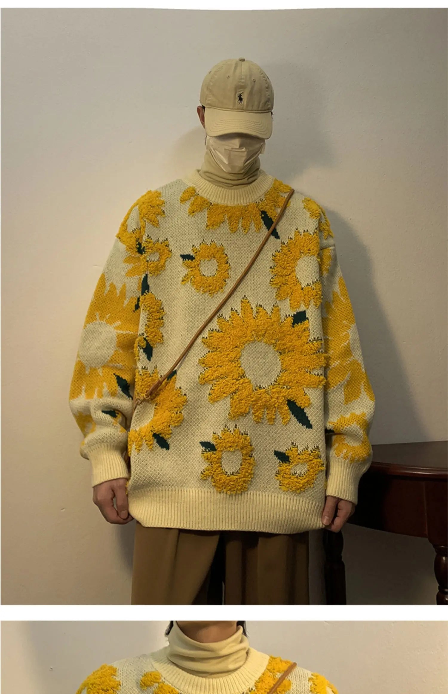 2024 Sweater Winter Sunflower Warm Sweaters  Fashion Male O-Neck Pullovers Sweater Men Loose Casual Sweater Thick Knitted Unisex.