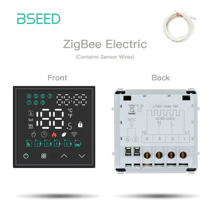 BSEED Zigbee Electric Floor Heating Thermostat LED Sensor Water Gas Boiler Smart Temperature Controller Without Frame Tuya Alexa.