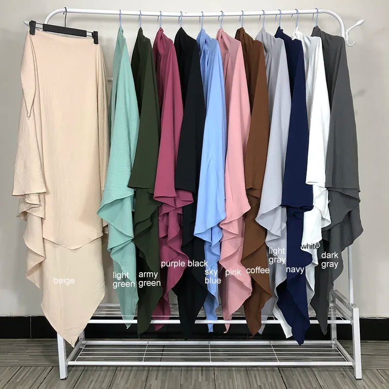 New One Layer Jazz Crepe Diamond Khimar High Quality Muslim EID Ramadan Islamic Clothing Tie Back Prayer Hijab Dropshipping.