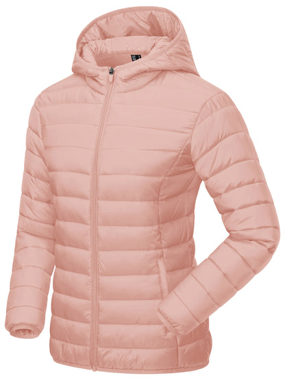 TACVASEN Winter Hooded Puffer Jacket Womens Quilted Warm Coats Casual Windbreaker Waterproof Padded Lightweight Outdoor Outwear