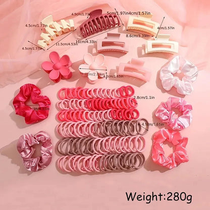 53-113Pcs Dopamine Fashion Elastic Colorful Band Hair Circles Flower Shaped Hair Accessory Grip For Women Daily Party Gift 2024.
