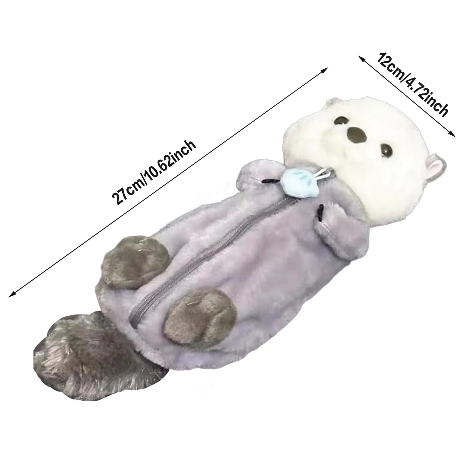 Creative Cute Sea Otter Shape Plush Pencil Bag 1PC Large Capacity INS Cartoon Pencil Case Velvet Pencil Case Student Stationery.