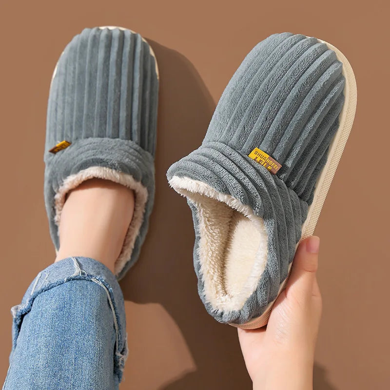 Litfun Warm Plush Fur Slippers For Women Men Winter Indoor Fluffy Warm Fuzzy House Slippers Outdoor Fuzzy Soft Furry Slippers.
