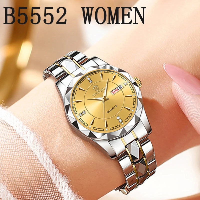 BINBONDB5552 30M Waterproof Luminous New Luxury Brand Quartz Womens Watches  Date Wristwatch Fashion Business Womens Watches.