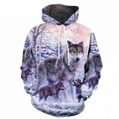 3D Print Autumn/Winter Men Hoodies Casual Oversized Animal Wolf Graphics  Pullover Trend Hoodie Harajuku Sweatshirt Men Clothing.