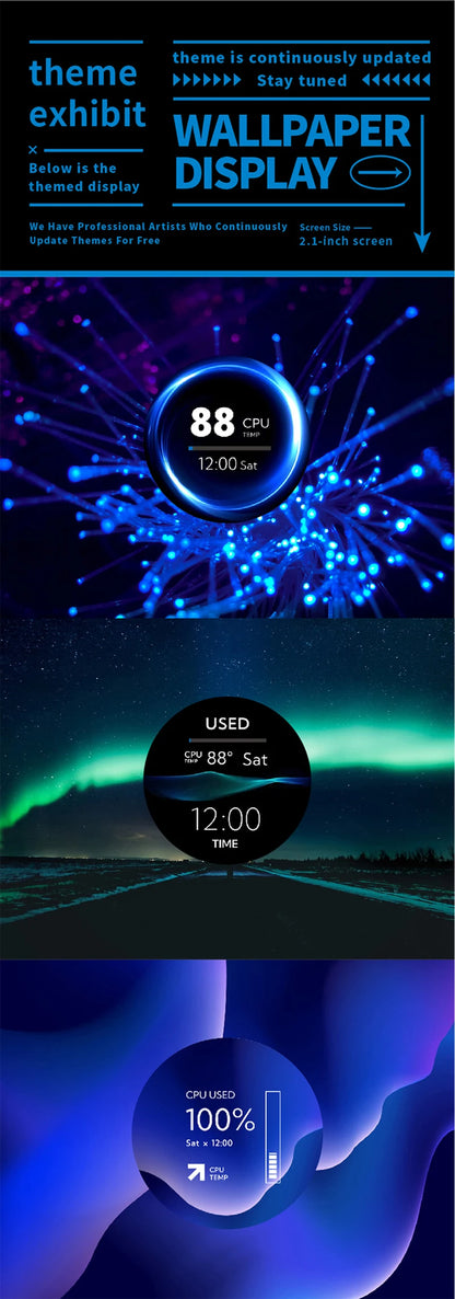 3.5 / 5 Inch IPS Type-C Secondary Screen Mini Computer USB Display CPU GPU RAM HDD Monitor with Holder Metal Case No Use AIDA64