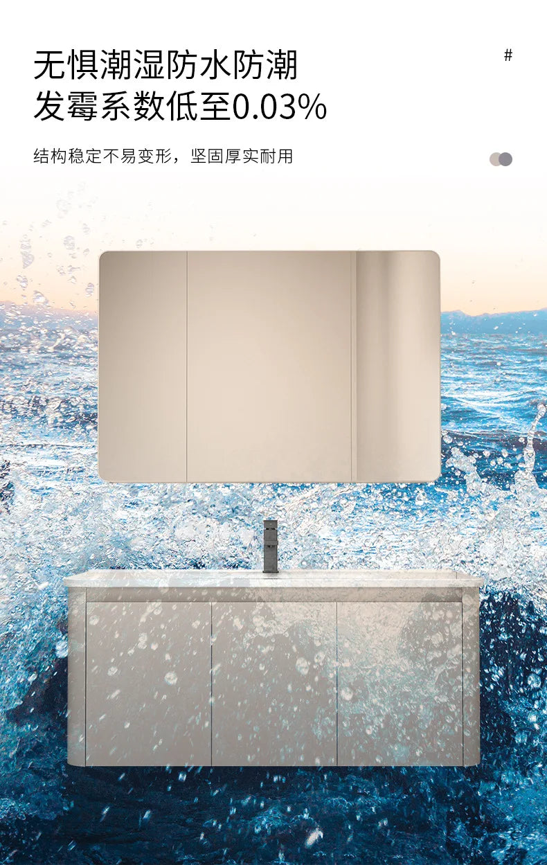 Moderner intelligenter Badezimmerschrank, Wabenstruktur, Aluminium, WC, Waschbecken, Schrank, Kombination, integriertes Keramikwaschbecken, Waschtisch