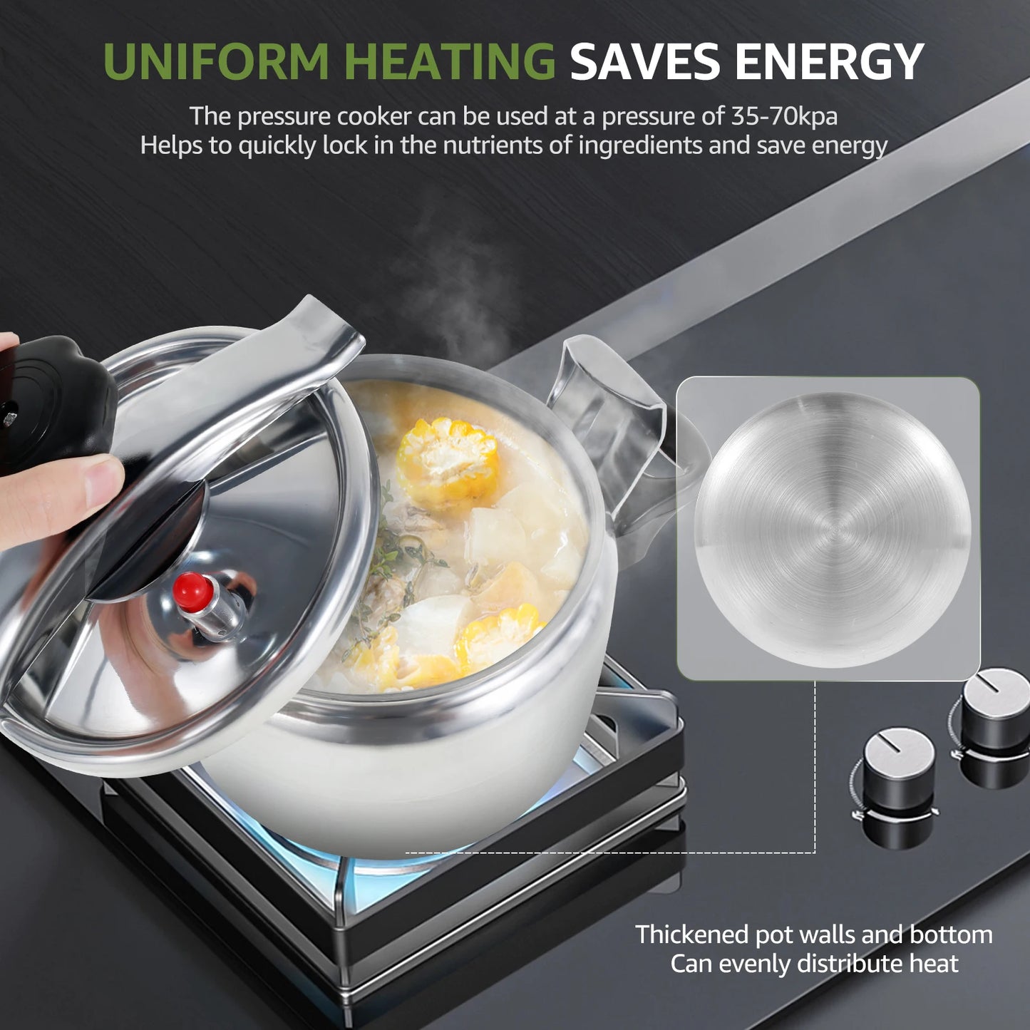 3-liter pressure cooker Aluminum alloy material with safety valve Anti scald handle for safe cooking Kitchen cookware accessory.