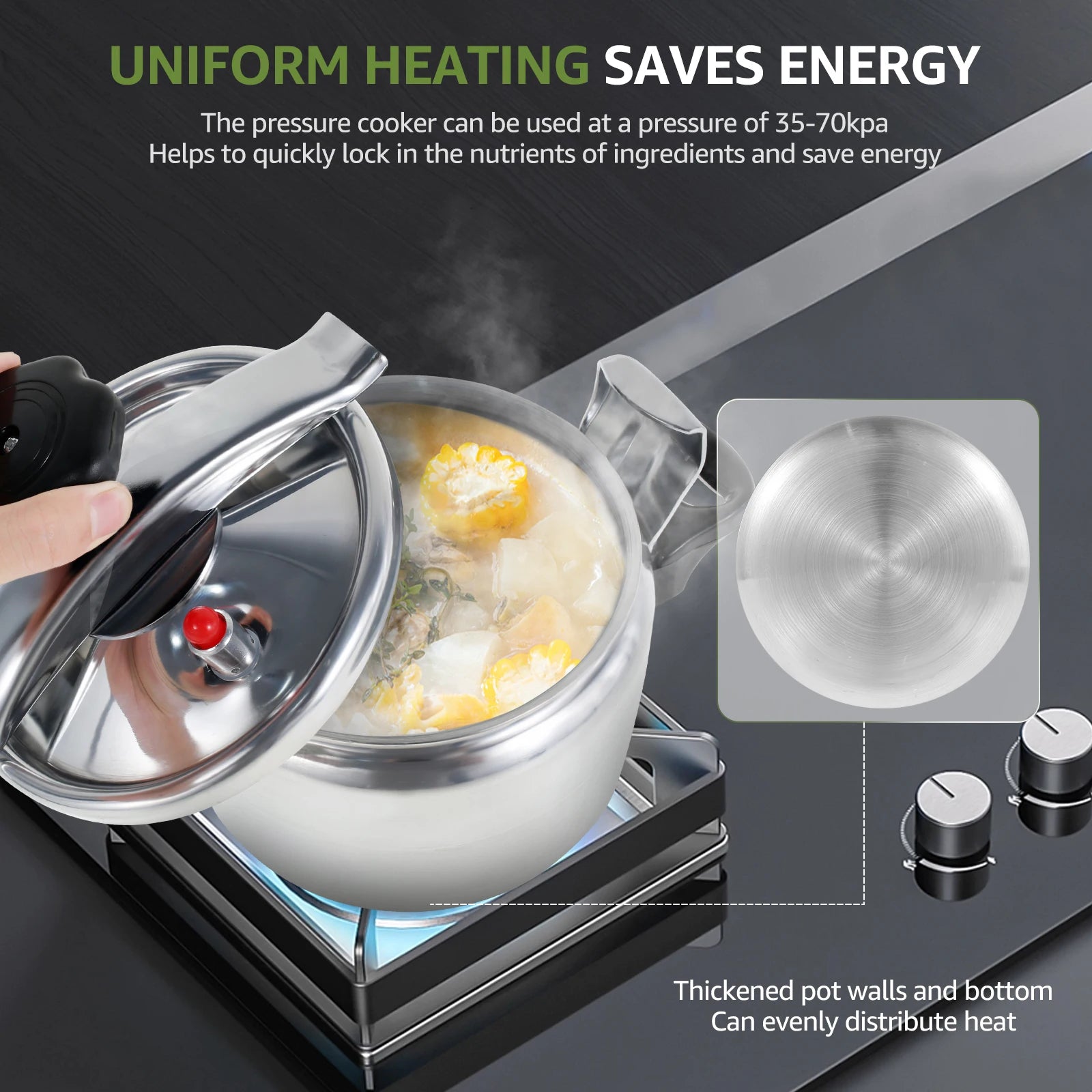 3-liter pressure cooker Aluminum alloy material with safety valve Anti scald handle for safe cooking Kitchen cookware accessory.