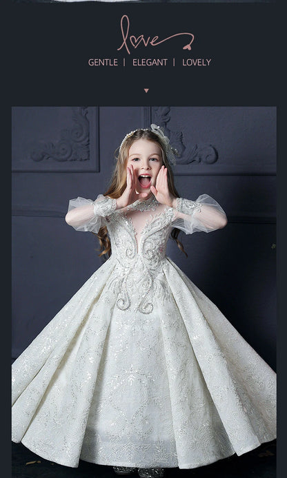 Mädchen Erstkommunion Kleid Blumen mädchen Hochzeit Pailletten Kleider für Kinder Klavier Leistung Vestidos Kinder Festzug Ballkleid