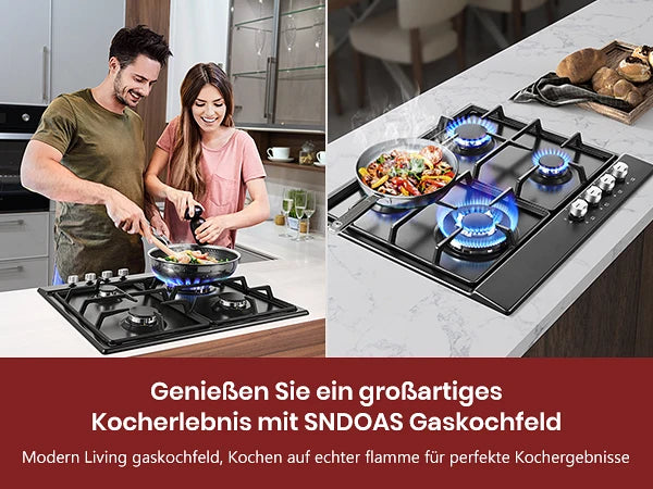 4 Burners Black Enamelled Plate 58 cm Automatic Flame Protection, Natural Gas and Propane Gas, Built-in Gas Hob.