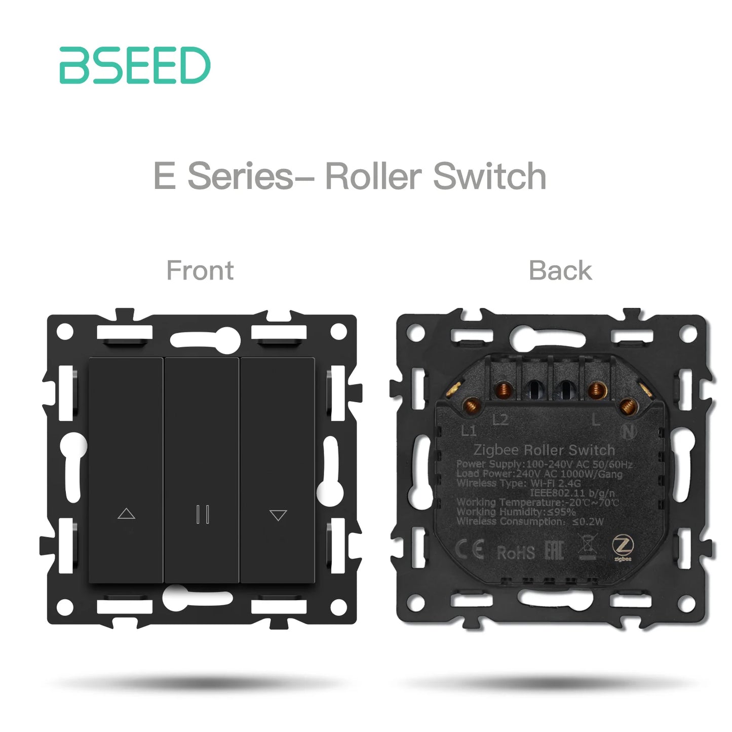 BSEED Zigbee-Schaltmodule Smart Click Lichtschalter Teile Schwarzer Glasrahmen DIY Kombination Wandsteckdosen USB-Anschluss E-Serie