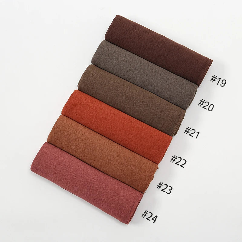 New Arrival Crinkle Rayon Hijab Women Muslim Scarf Shawls Solid Headscarf Wraps Big Size Plain Islamic Turban Headbands Foulard.