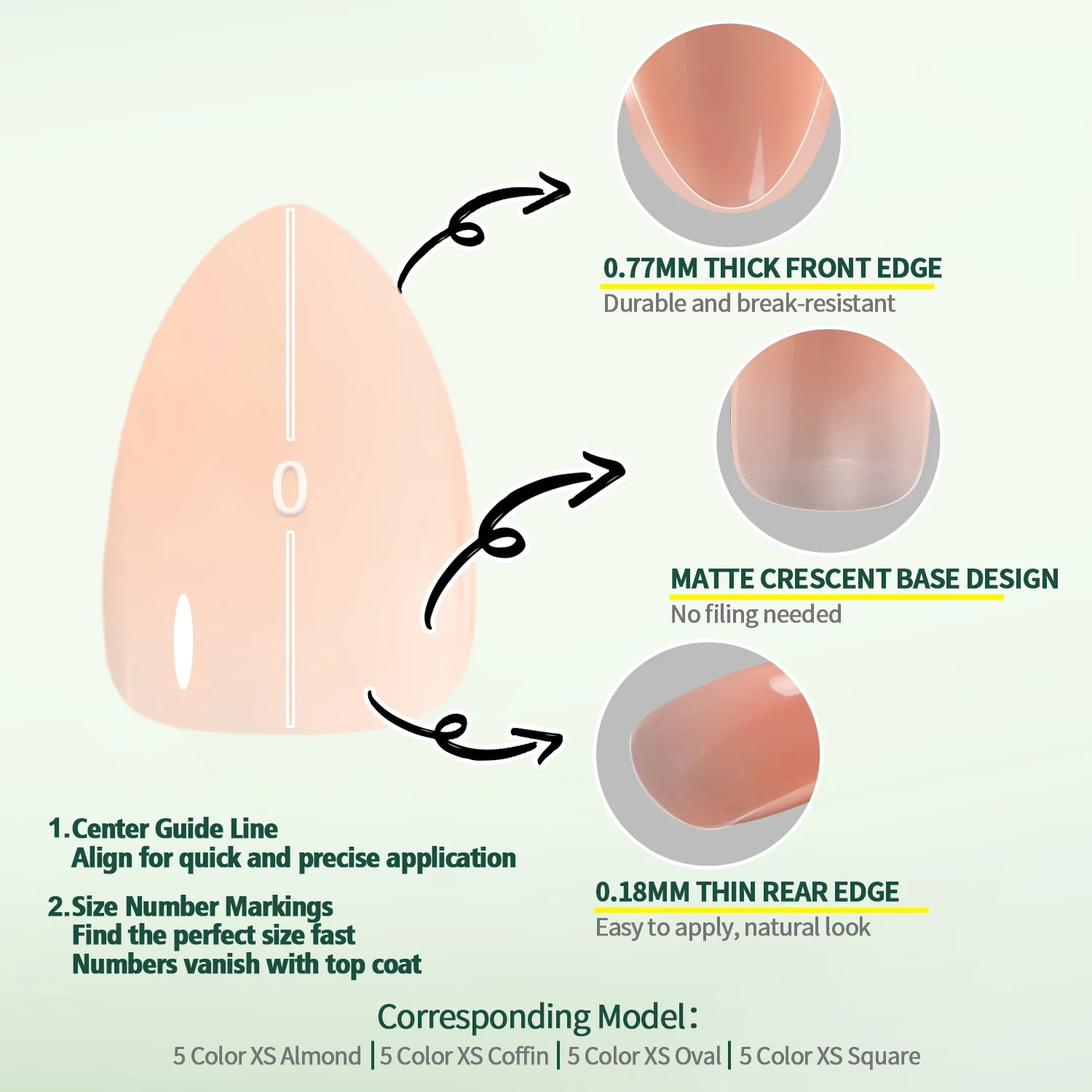 Nailpop 3-IN-1 Nude Natural Soft Nail Tips Set 140PCS Skin Tones Press on Nails Ultra-Fit Gel Nail Extensions Easy Manicure DIY.