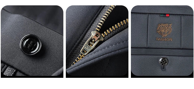 2025 Autumn Winter Suit Pants Men Baggy Straight Business High Waist Work Thick Embroidery Long Formal Trousers Male Plus Size.