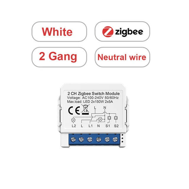 AVATTO Tuya WiFi Zigbee Smart Lichtschaltermodul, Neutralleiter/Keine Neutralleitersteuerung DIY Breaker Arbeit für Alexa, Google Home