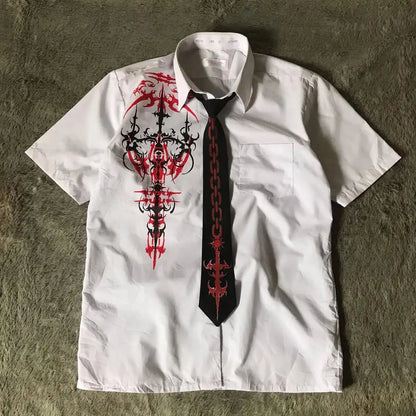 Y2K Black Shirt Affliction Retro T Shirt Harajuku Men Skull Holy Writ Letter Printing Tee Fashion Gothic Short Sleeves Tops.