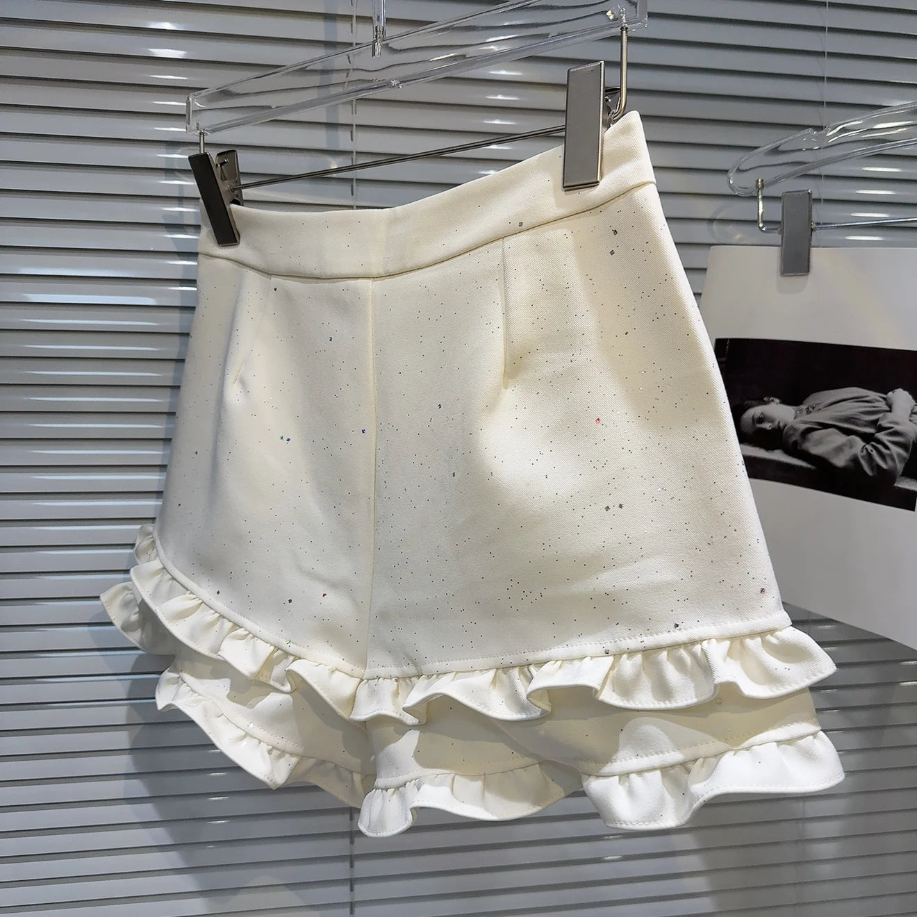 2025 Summer Clothes New Fashion Sequined Beaded Fungus Edge Pants Three-point Shorts Sweet Girls Temperament Short Pants Women.