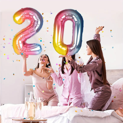 32 Zoll Regenbogen-Farbverlaufs-Zahlen-Folienballon 1-9 für Kindergeburtstag, Party-Dekoration, Babyparty, Brautparty, weitere Optionen verfügbar.