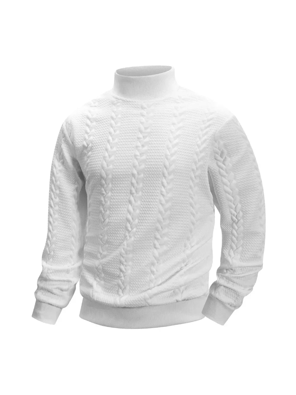 Autumn Casual Long Sleeve Pullover Turtleneck for Old Money Style Solid Color Knitted Jacquard Round Neck Sweater Male Clothing.