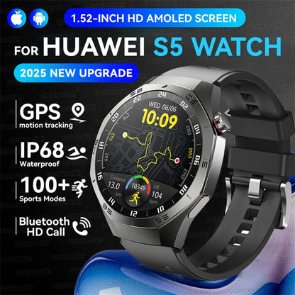 2025New GUHUAVMI GT5 Pro Smart Watch Men HD AMOLED Screen GPS Motion trajectory HeartRate Bluetooth Call 1.52" SmartWatch IP68
