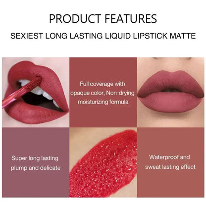 HANDAIYAN 6 PCS Lipstick Set Make-up for women Non stick Cup Waterproof Long lasting Cosmetics Korean makeup Matte lipstick.