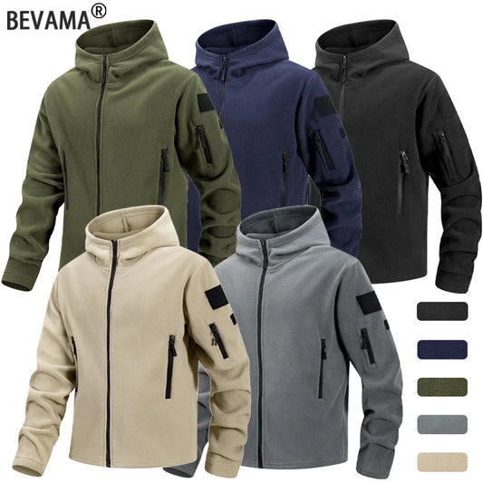 Men's Polar Fleece Zipper Hooded Jacket Autumn Winter Thermal Warm Work Coats Full-Zip Up Windproof Outdoor Hoodie Sweatshirt.