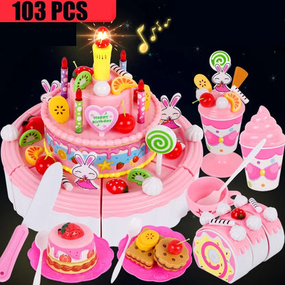 Kitchen Coffee Pretend Play Tea Set Children Toy Food Cake Model Girl Simulation Utensils Cut Kids Play House Birthday Cake Toys