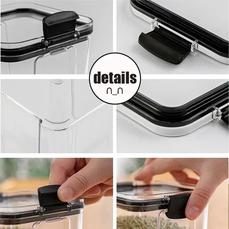 Dry Food Storage Box Food Containers Transparent Stackable Kitchen Spaghetti Noodles Sealed Tank Cans Organizers Bottles.