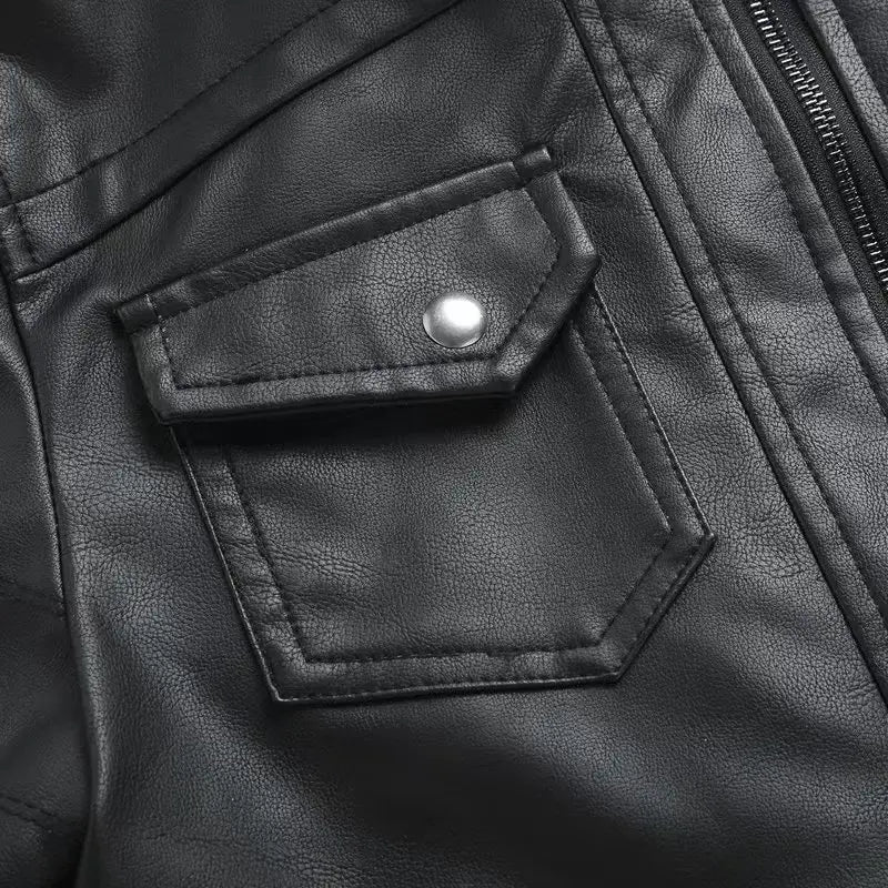 Men's vintage warm leather jacket, Honda motorcycle racing jacket, zipper windbreaker top, outdoor fashion, warm, winter.