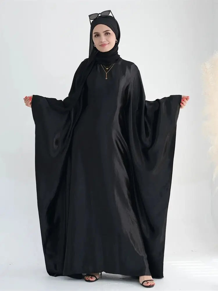 Eid Batwing Satin Shimmer Soft Crepe Abaya Dubai Luxury 2024 Islam Muslim Maxi Kaftan Dress Kebaya Abayas For Women Vestidos