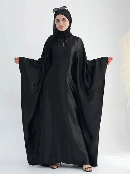 Eid Batwing Satin Shimmer Soft Crepe Abaya Dubai Luxury 2024 Islam Muslim Maxi Kaftan Dress Kebaya Abayas For Women Vestidos
