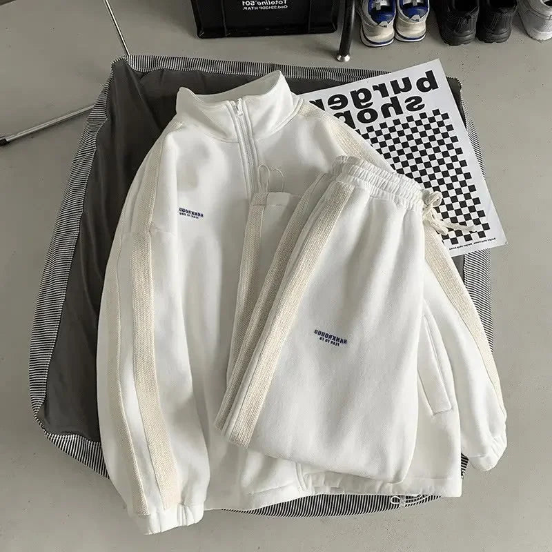 Casual Sporty Men's Hoodie Pants Set Hong Kong Style Long Sleeve Autumn Winter Loose Trendy Student Wear AE Origin China.