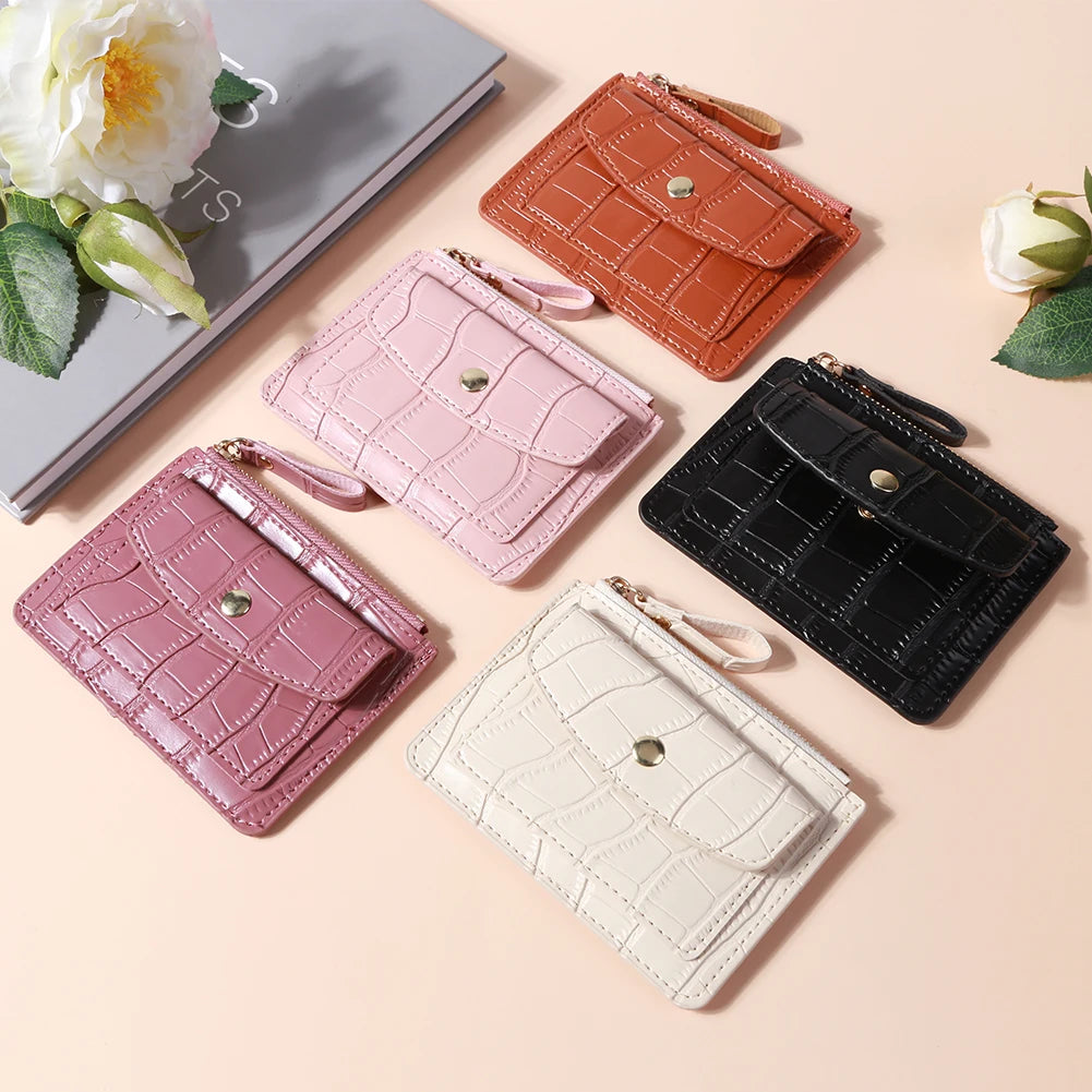 Women Fashion Short Wallet PU Leather Coin Card Holder Solid Color Casual Money Wallet Female Outdoor Bag.