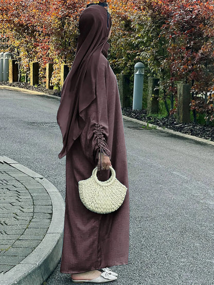 Eid Islamischen Modest Kleid für Frauen Abaya Spitze-up Hülse Marokko Casual Ramadan Vestidos Gebet Kaftan Dubai Muslimischen Lange robe.