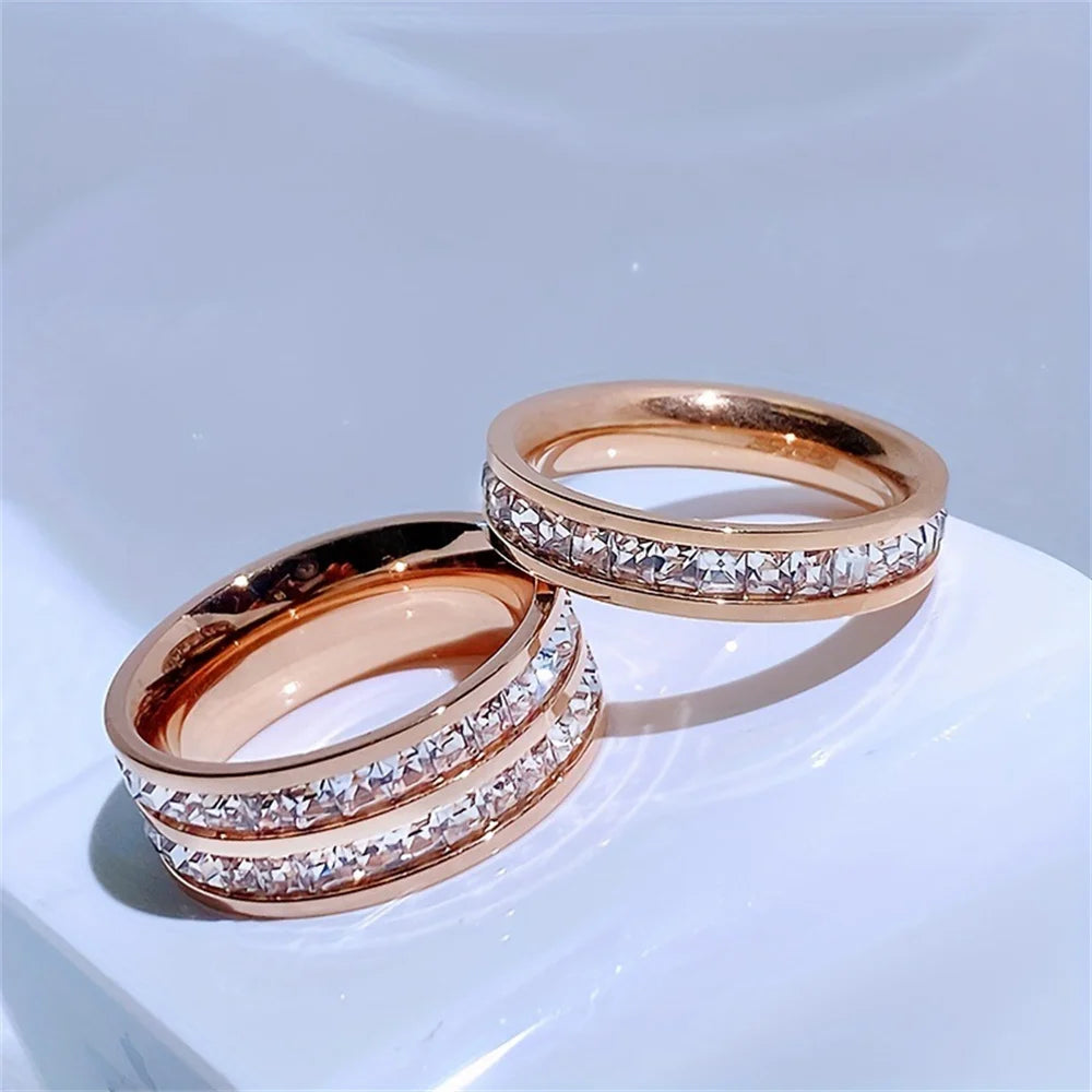 Luxury Stainless Steel Ring For Women Three-Piece Set Zircon Classic Fashion Finger Accessory Jewelry Female Gifts.