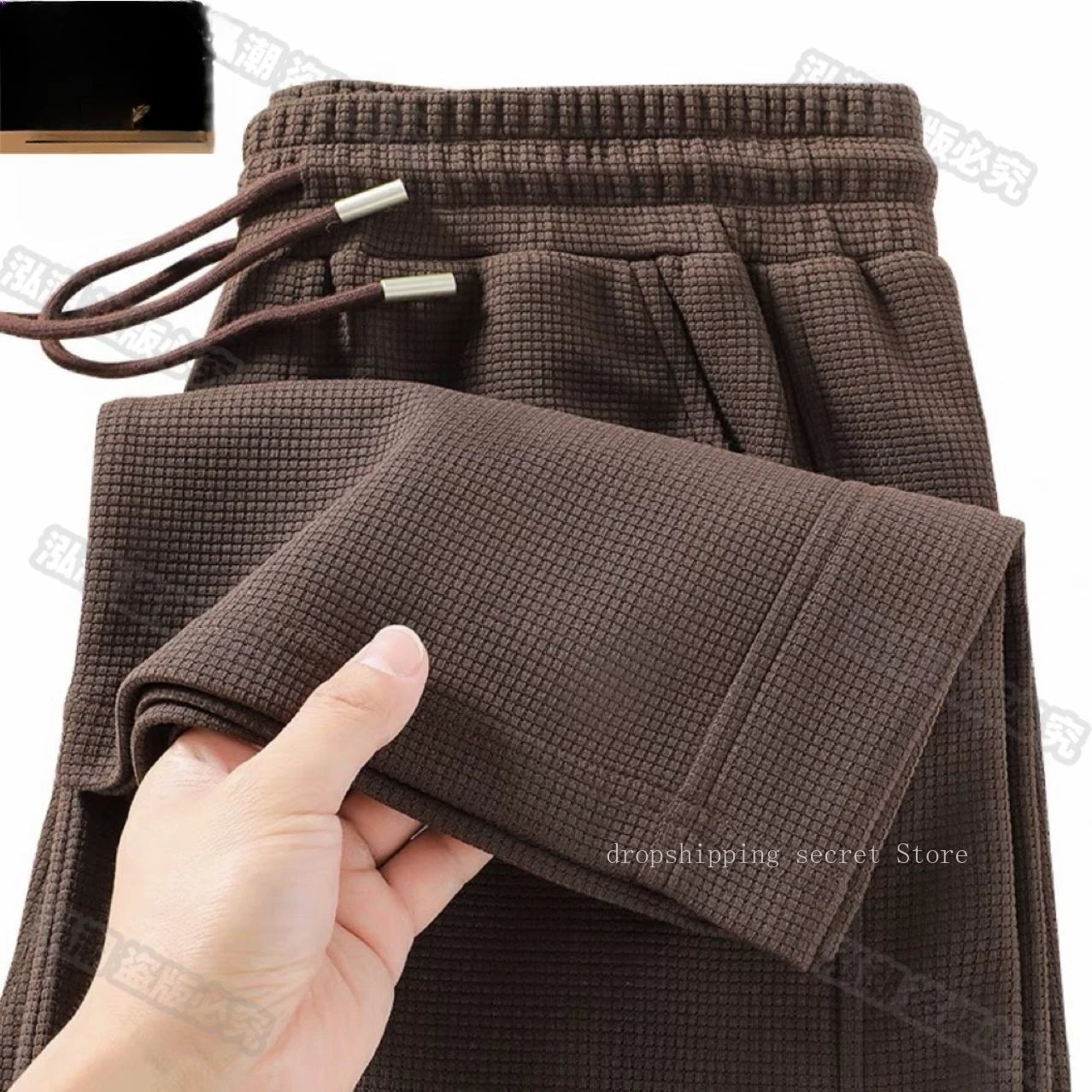 Men's Breathable Casual Pants, Heavyweight Waffle Style Loose Straight Leg Pants Jogging Pants Men's Trousers.