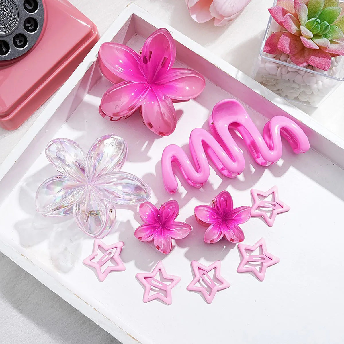 Hair Accessories Hair Clips Colorful Set Series Shark Clips 10 Pieces Set Egg Flower Grab Clips Headwear.